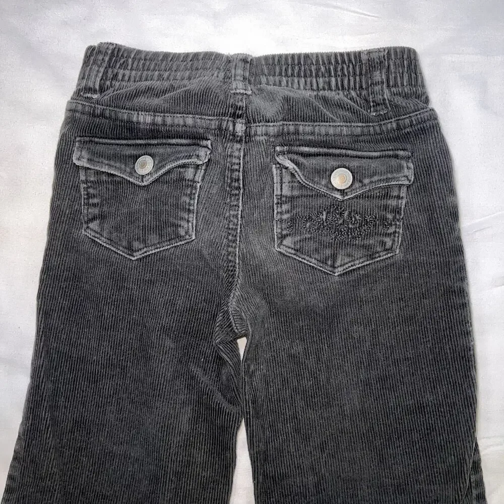 Ralph Lauren Pants Girl Size 6X Black Corduroy Cotton Stretch Elastic Waist Fade